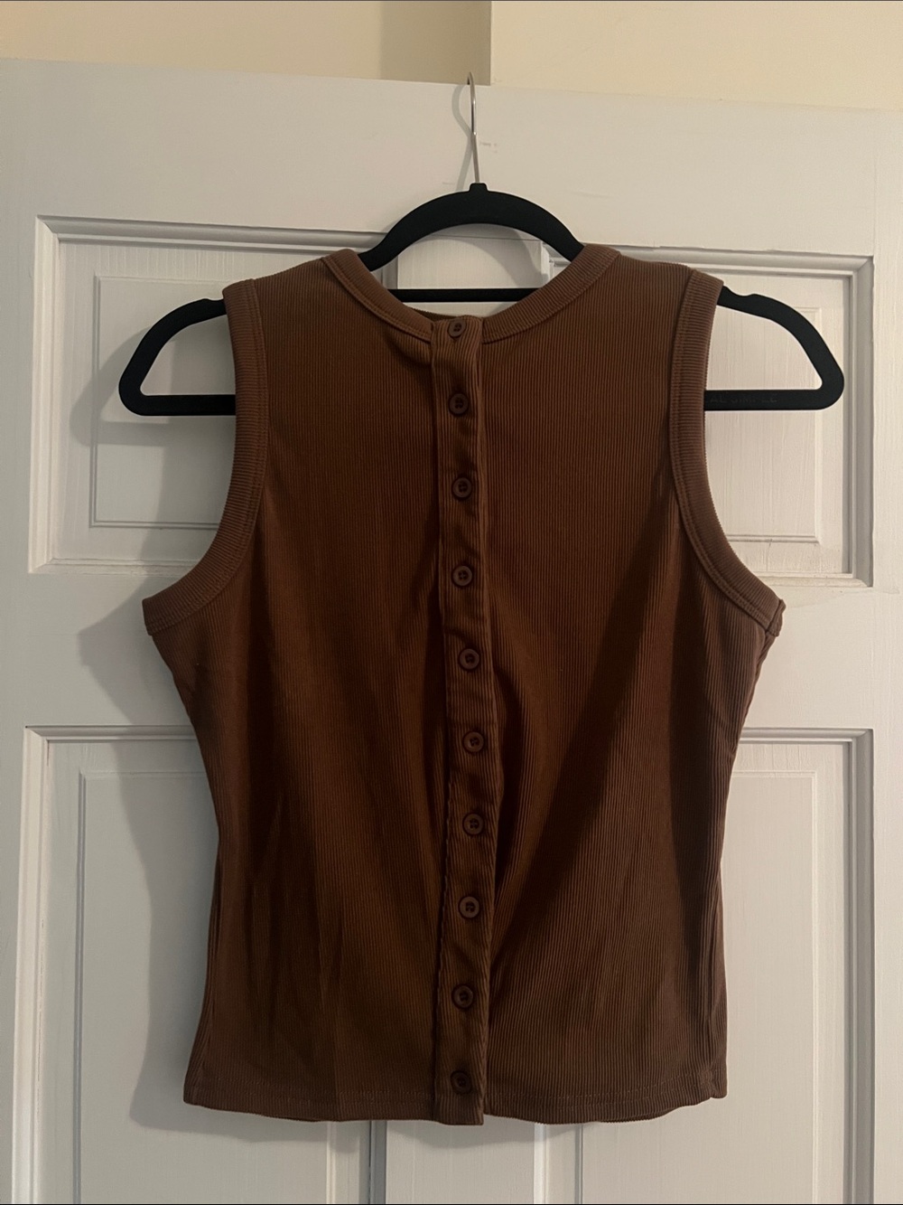 Amazon Fashion Brown Button Up Ribbed Tank Top